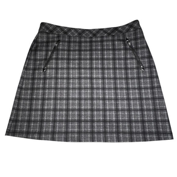 NWOT CHARLIE B Black Grey Plaid Mini Skirt Size XL - Picture 1 of 16